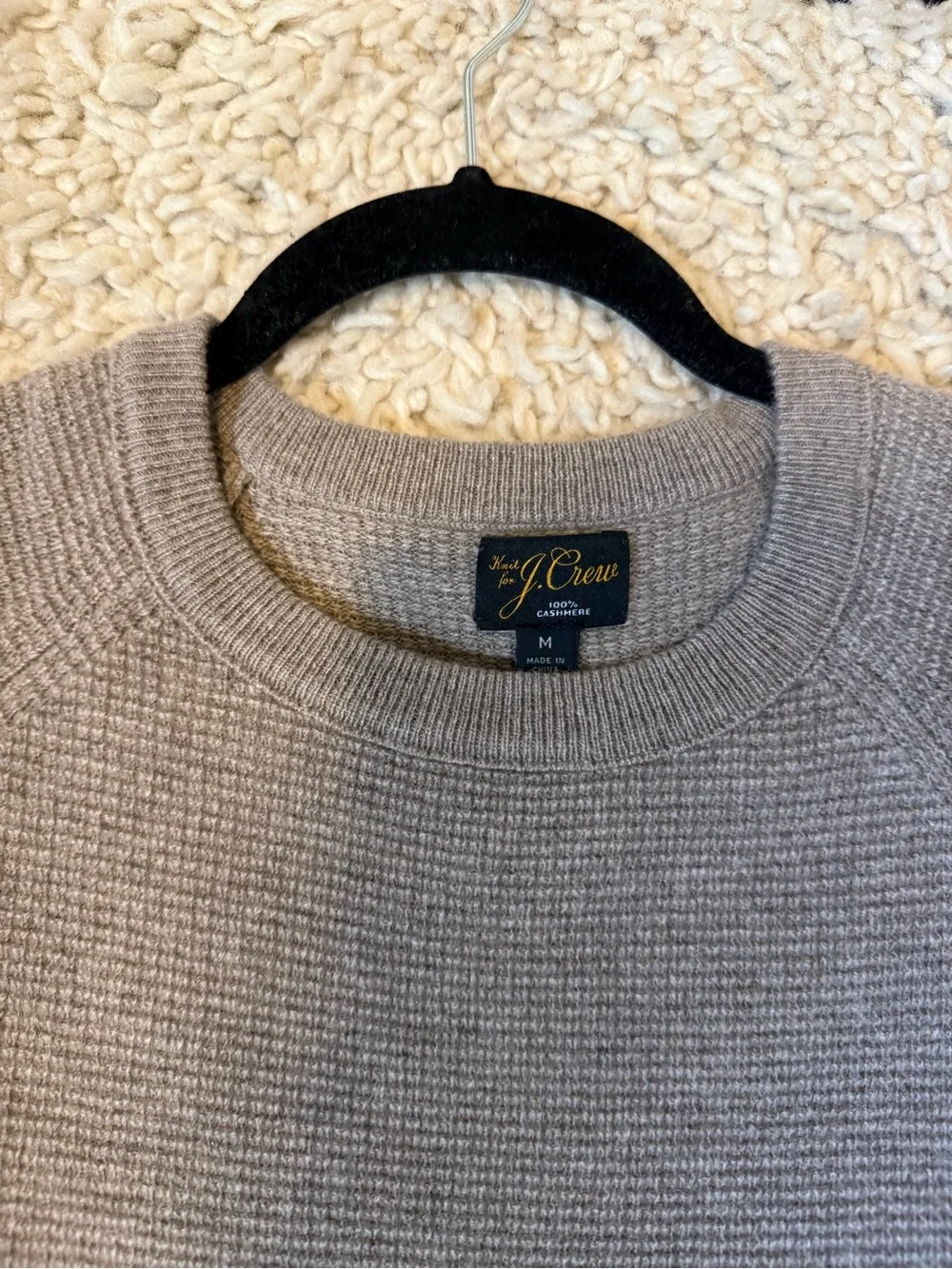 J. Crew Men's Cashmere Waffle-knit Crewneck Sweater - Beige/Tan